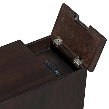 Classic Vintage Living Room End Table Side Table with USB Ports and One Multifunctional Drawer with Cup Holders