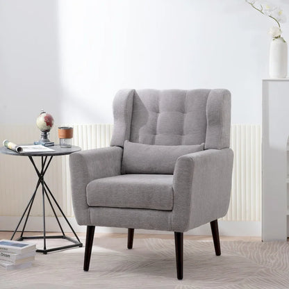 Upholstered Accent Chairs, Armchair Club Chair With Wooden Leg For Living room, Bedroom Reading Room