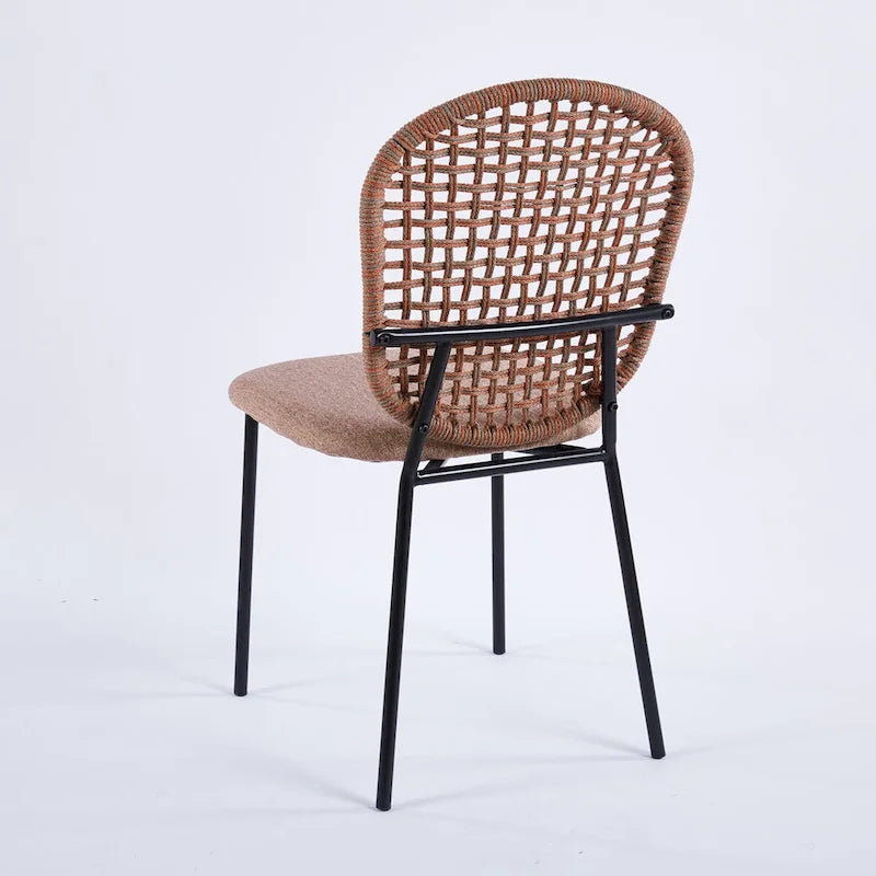 Set of 4 Upholstered Sennit Dining Chairs with Metal Legs