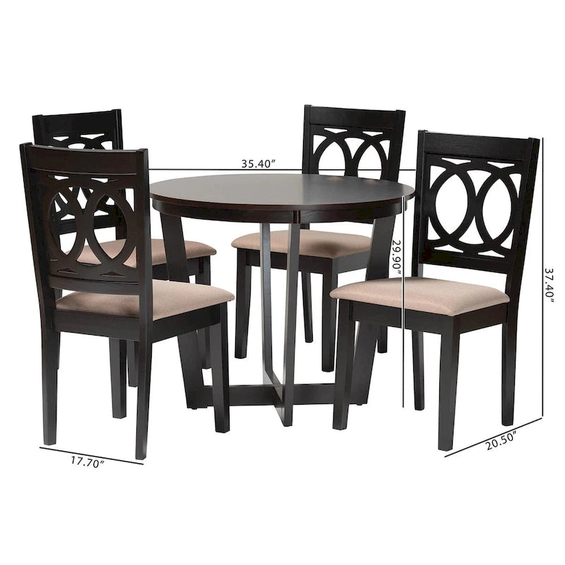 Kara Modern Wood 5-Piece Dining Set