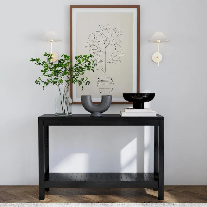 Petter Solid Wood Console Table with Shelf by East at Main