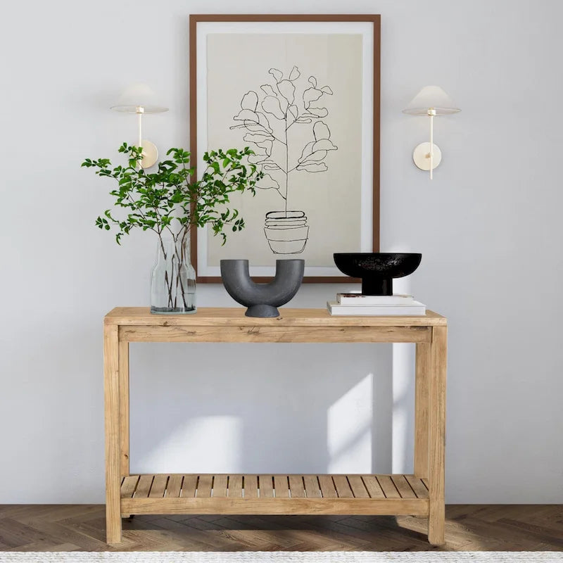 Petter Solid Wood Console Table with Shelf by East at Main