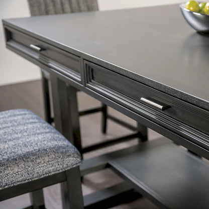 Furniture of America Isolde Black 60-inch Solid Wood Counter Height Dining Table with Drawers