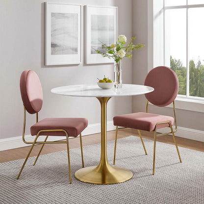 Round Tulip Dining Table - Gold Base