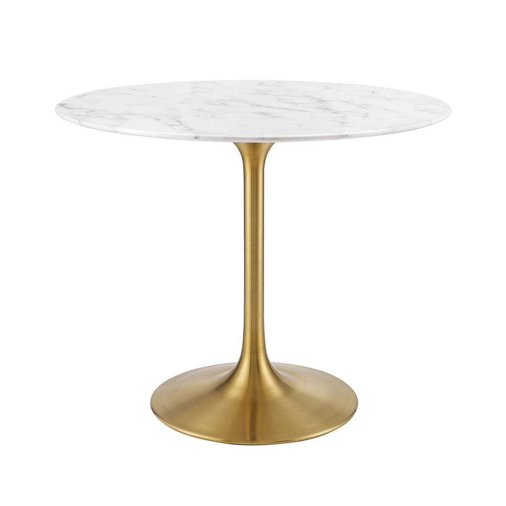 Round Tulip Dining Table - Gold Base