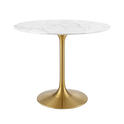 Round Tulip Dining Table - Gold Base