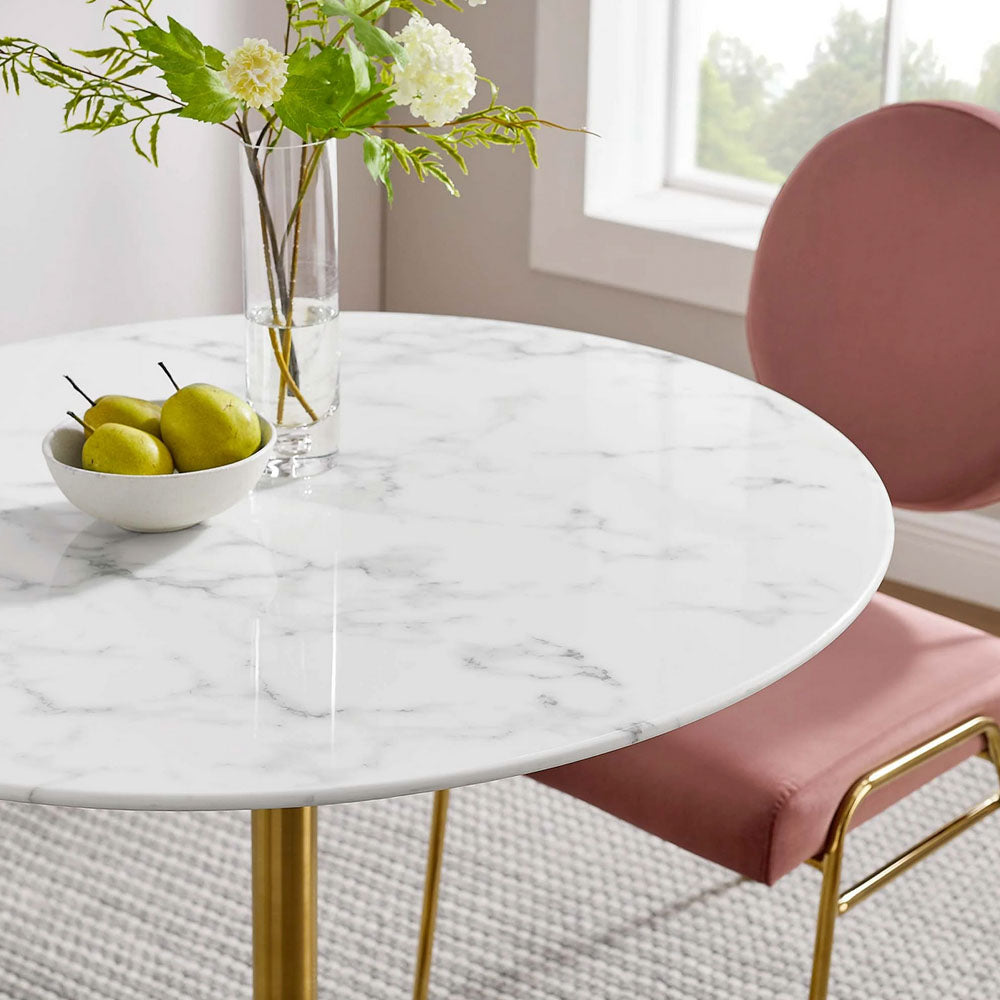 Round Tulip Dining Table - Gold Base
