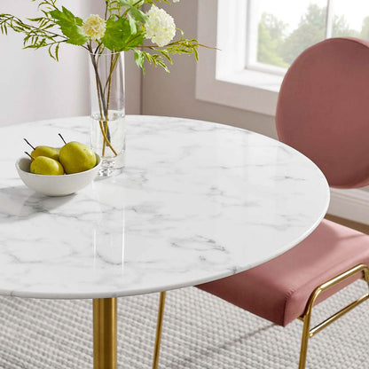 Round Tulip Dining Table - Gold Base