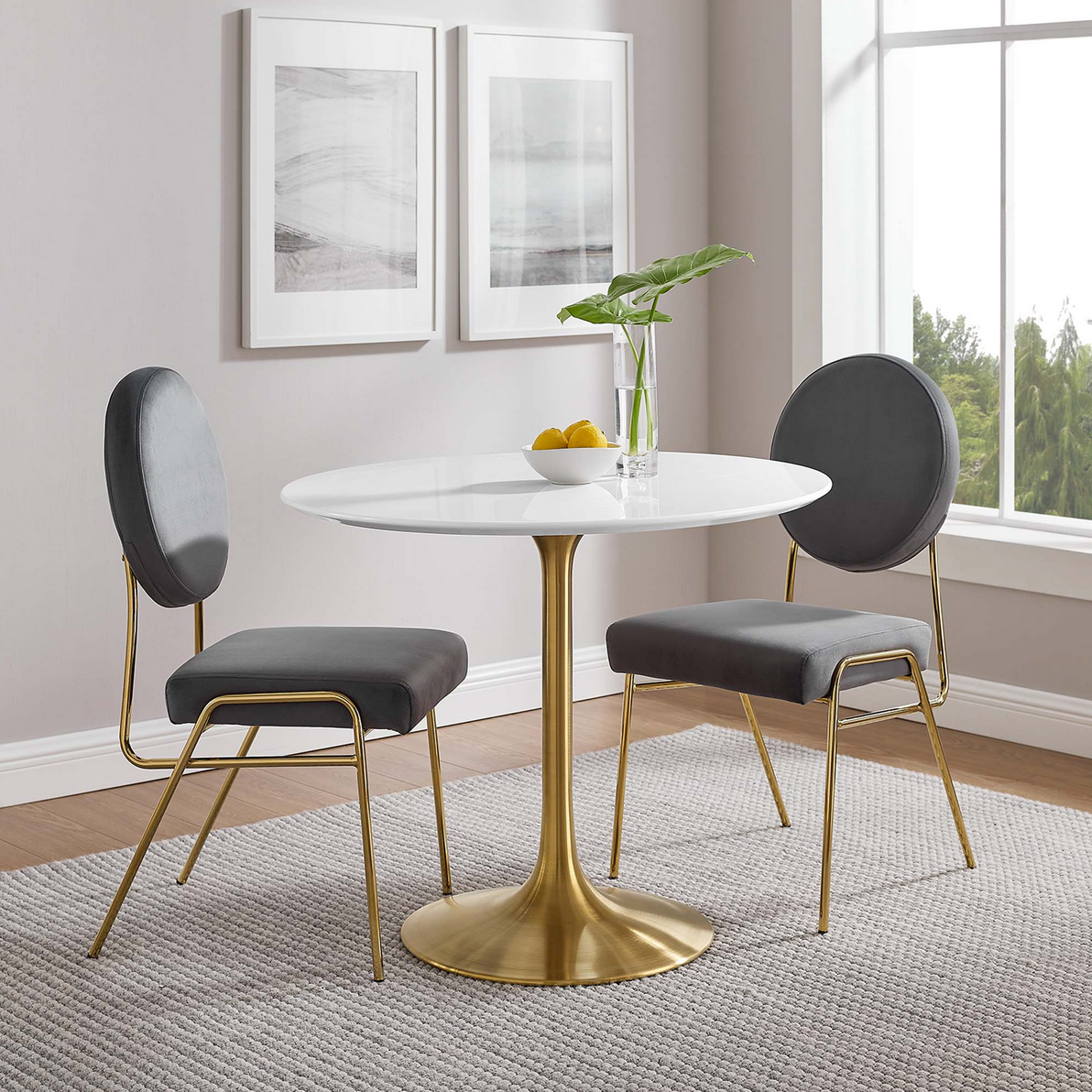 Round Tulip Dining Table - Gold Base