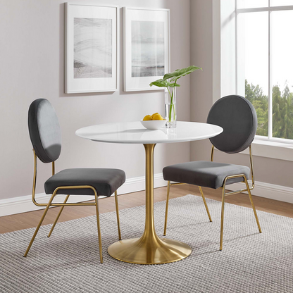 Round Tulip Dining Table - Gold Base