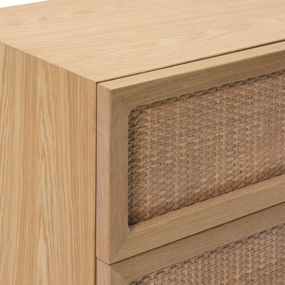 Cane Double Drawer Nightstand