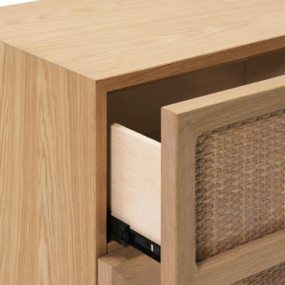 Cane Double Drawer Nightstand