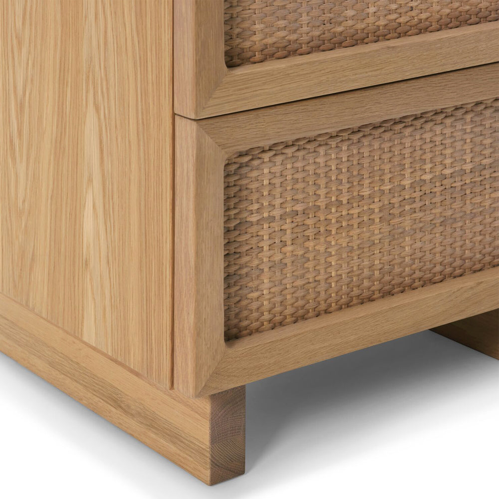 Cane Double Drawer Nightstand