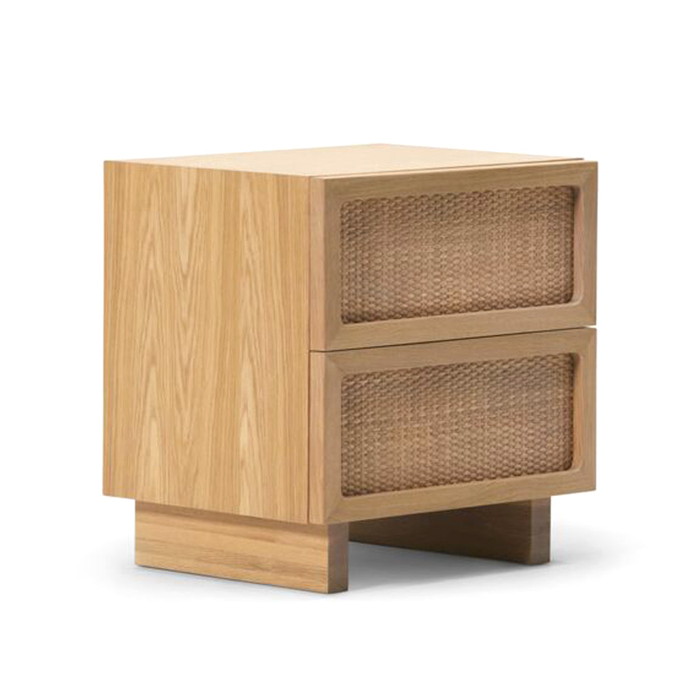 Cane Double Drawer Nightstand