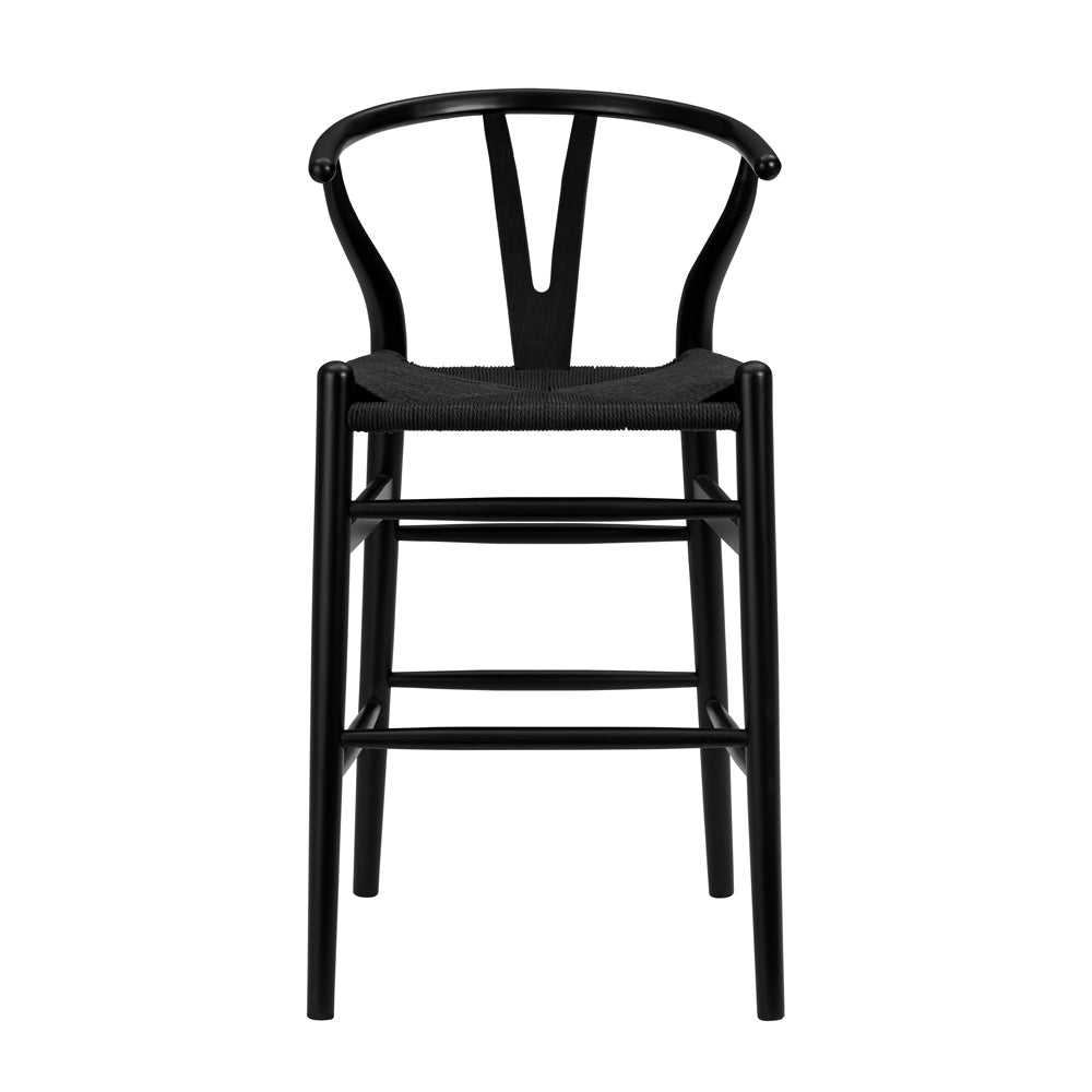 Wishbone Stool - Black with Black Rope Seat