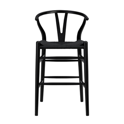 Wishbone Stool - Black with Black Rope Seat