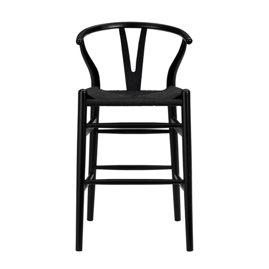 Wishbone Stool - Black with Black Rope Seat
