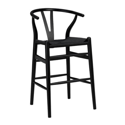 Wishbone Stool - Black with Black Rope Seat