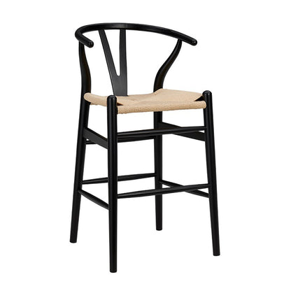 Wishbone Stool - Black with Natural Rope Seat
