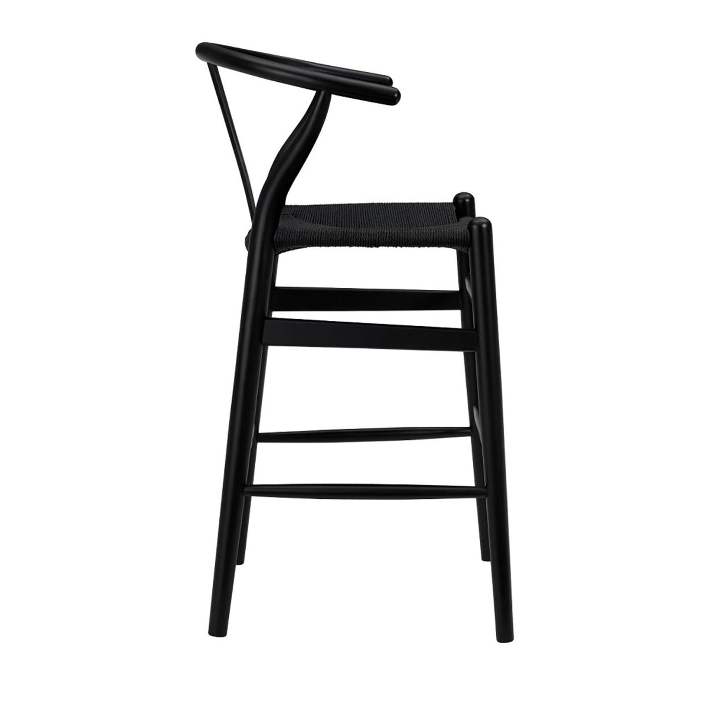 Wishbone Stool - Black with Black Rope Seat
