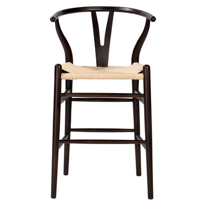Wishbone Stool - Black with Natural Rope Seat