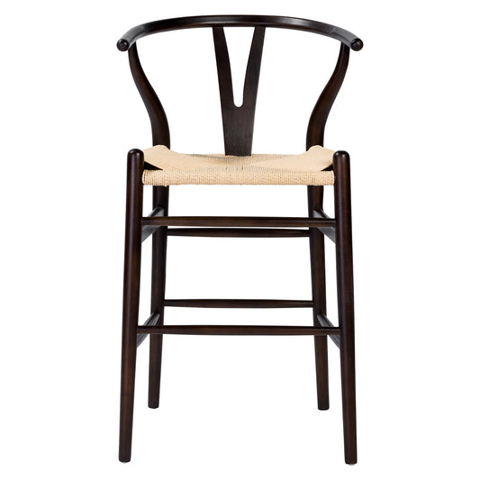 Wishbone Stool - Black with Natural Rope Seat