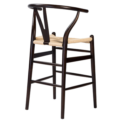 Wishbone Stool - Black with Natural Rope Seat