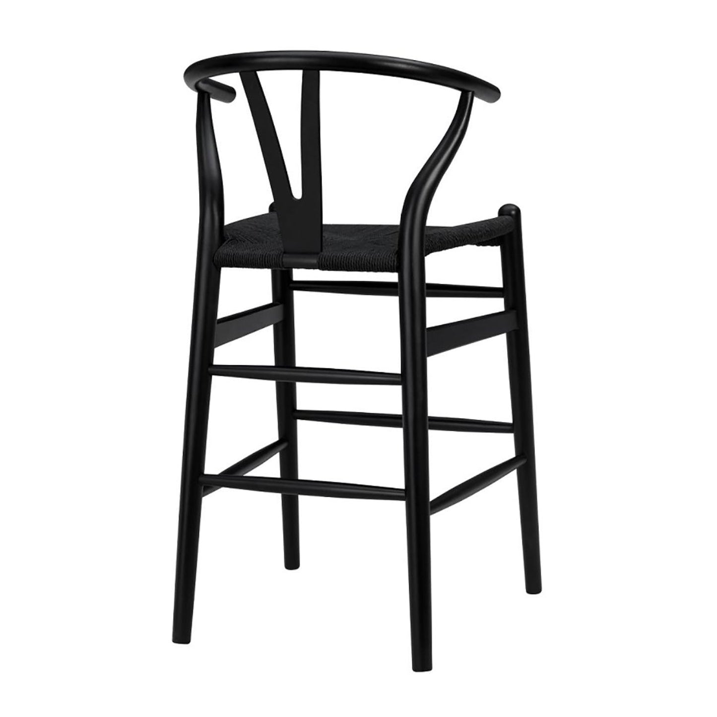 Wishbone Stool - Black with Black Rope Seat