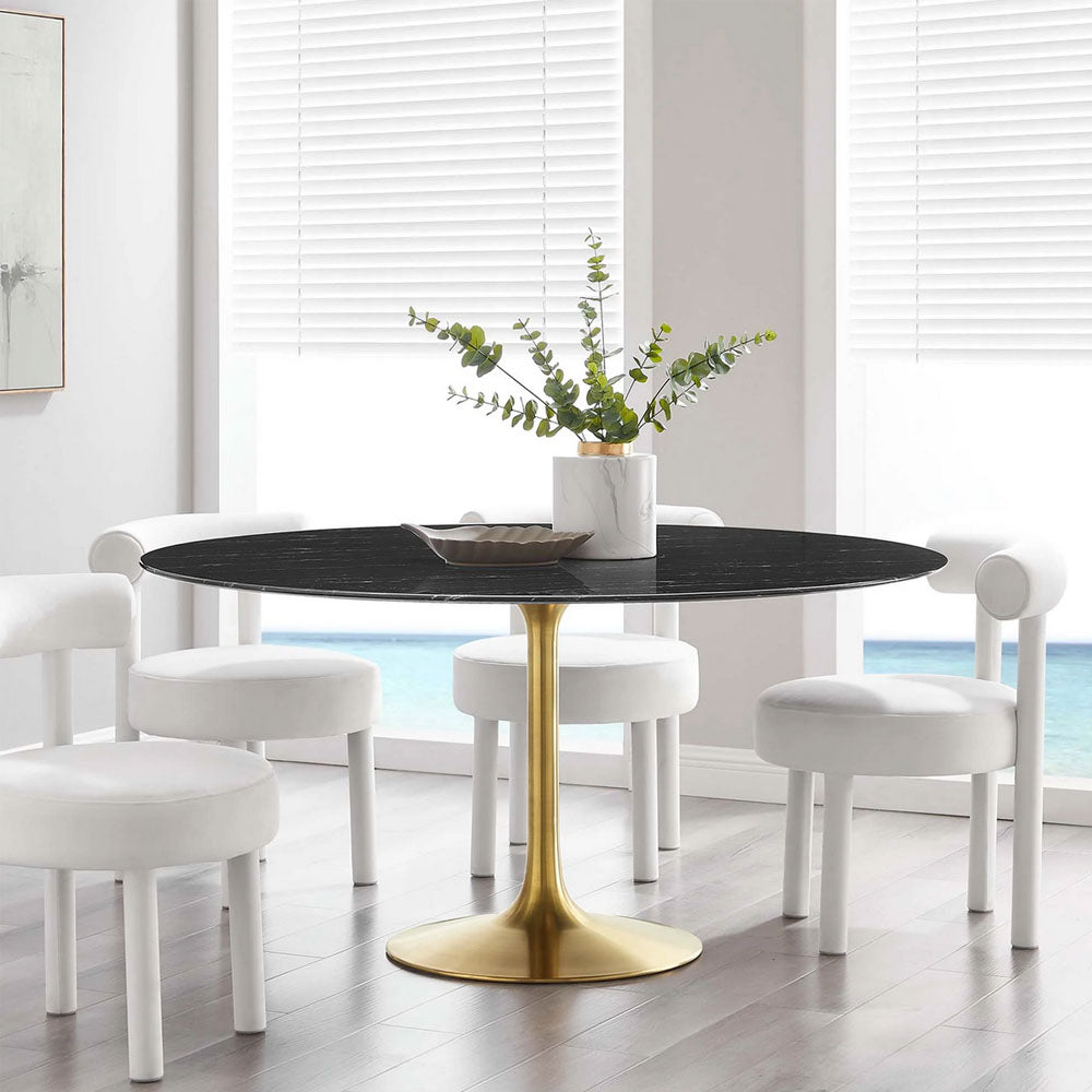 Round Tulip Dining Table - Gold Base