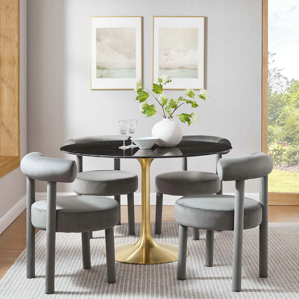 Round Tulip Dining Table - Gold Base