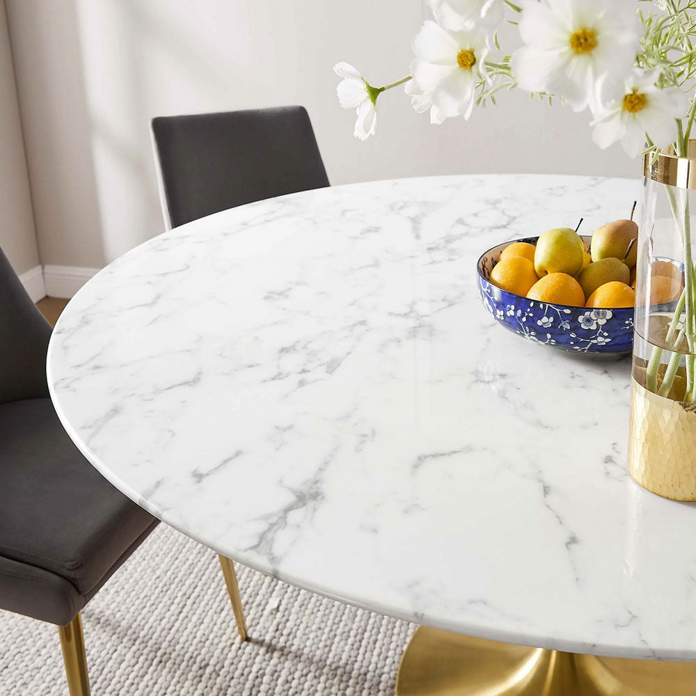 Round Tulip Dining Table - Gold Base