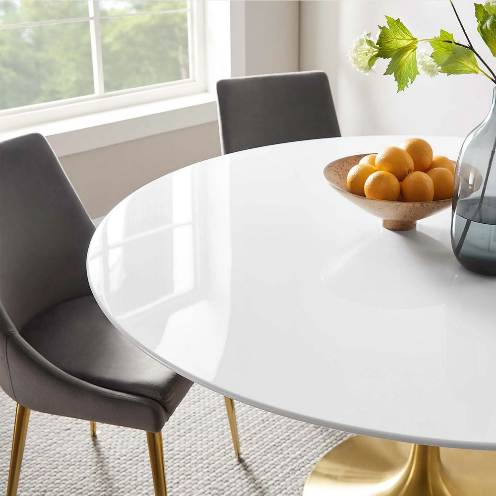 Round Tulip Dining Table - Gold Base