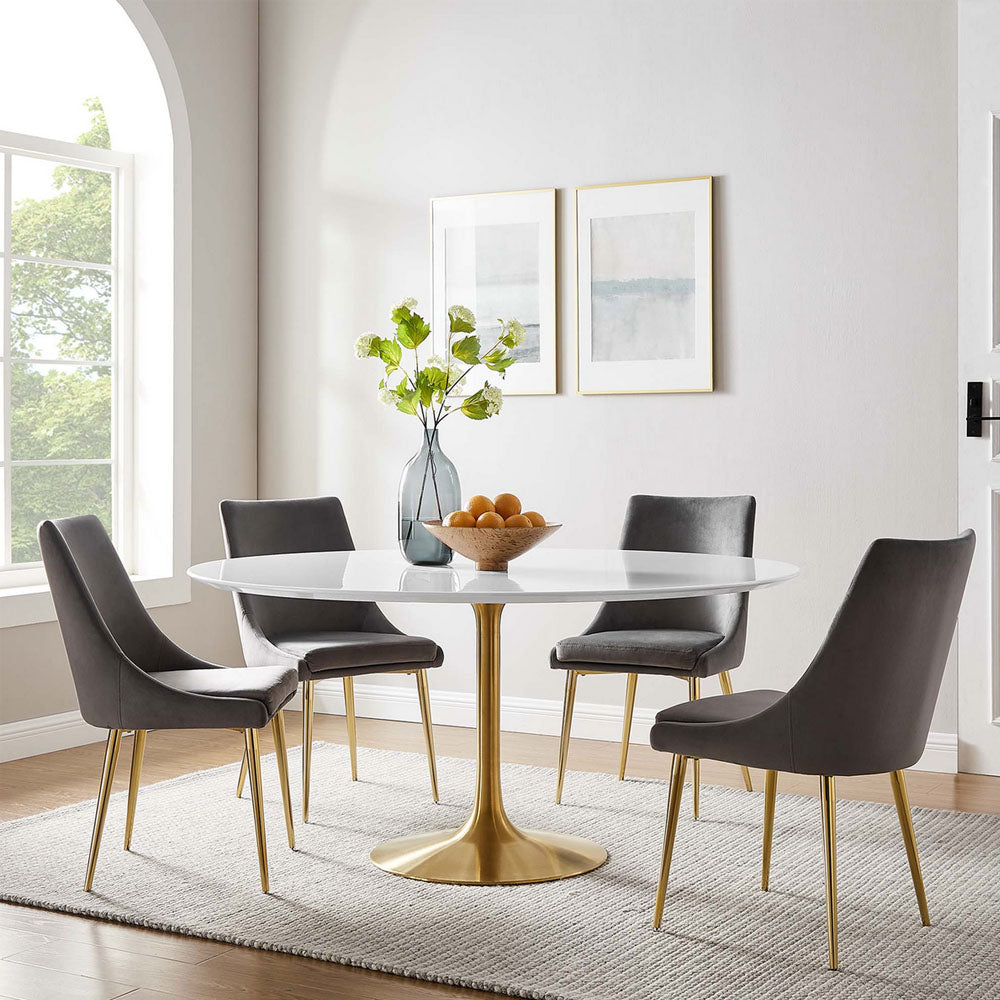 Round Tulip Dining Table - Gold Base