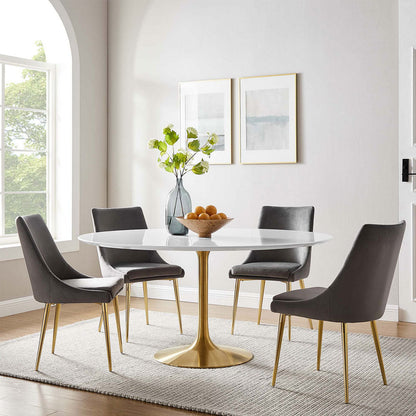 Round Tulip Dining Table - Gold Base