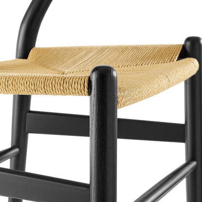 Wishbone Chair - Black with Natural Rope Seat