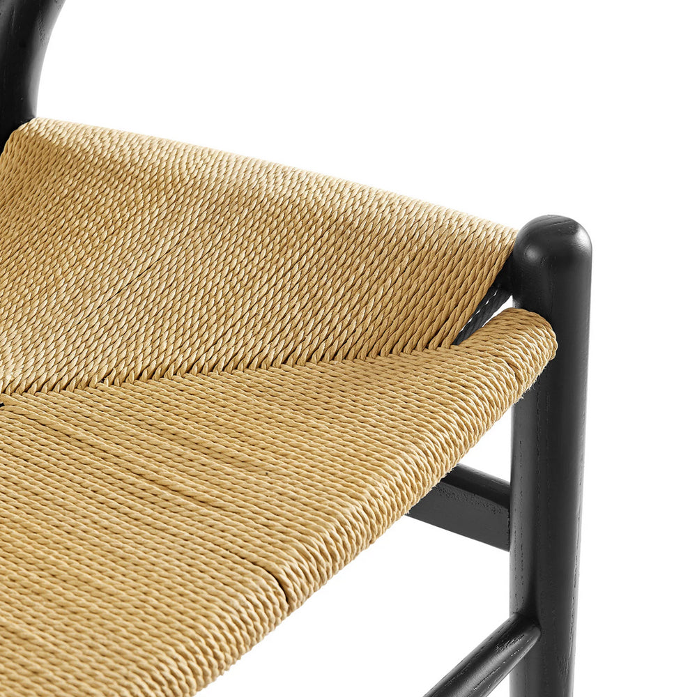 Wishbone Chair - Black with Natural Rope Seat