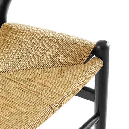 Wishbone Chair - Black with Natural Rope Seat