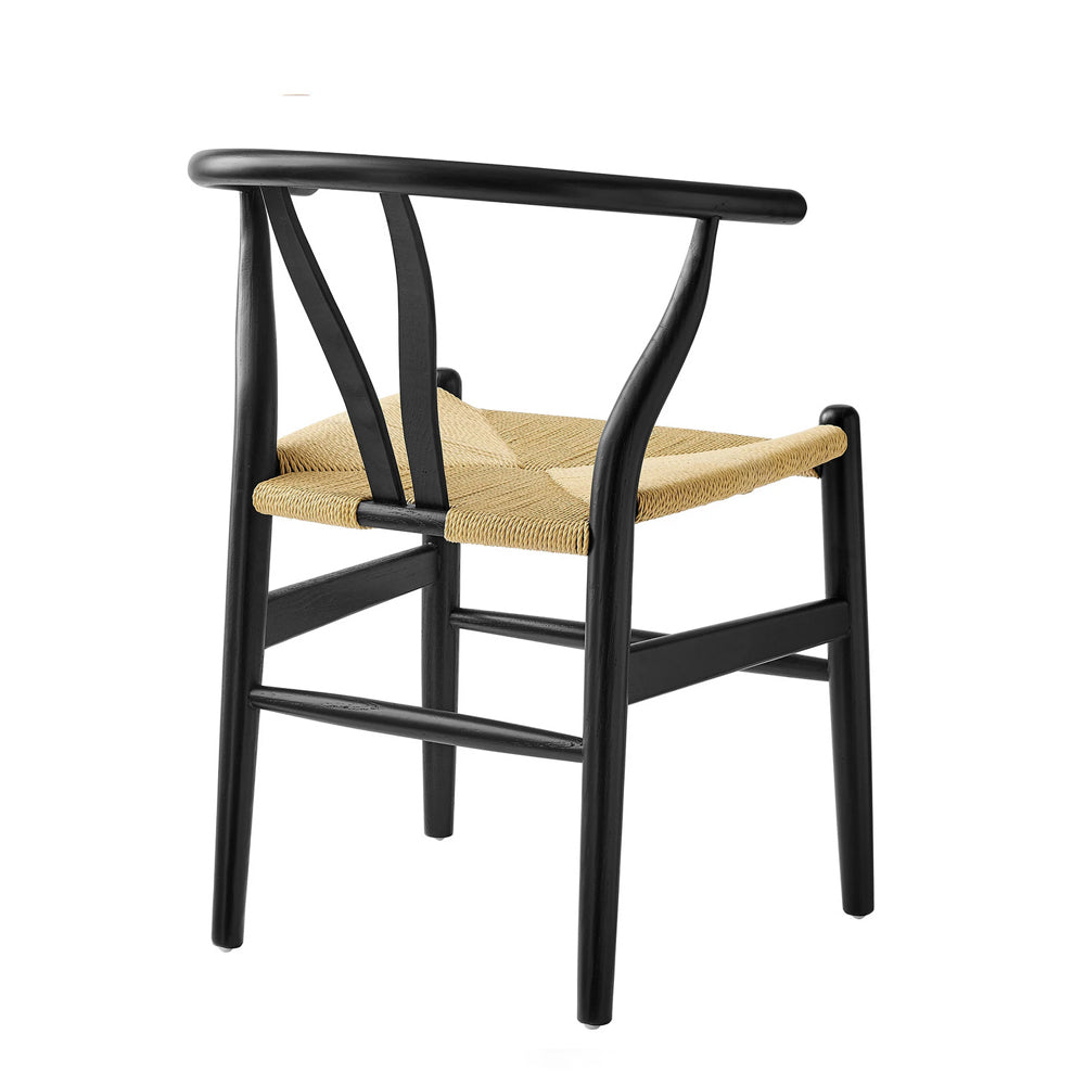 Wishbone Chair - Black with Natural Rope Seat