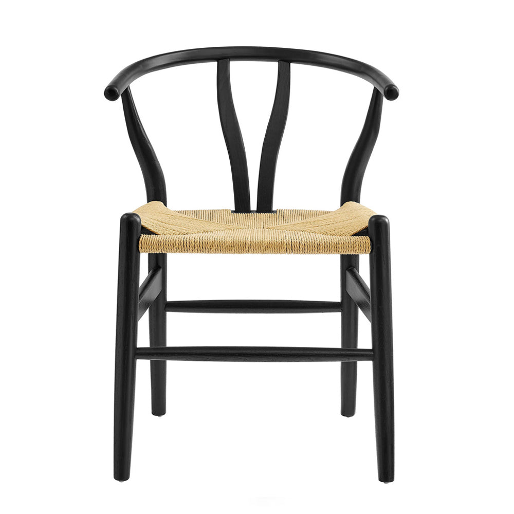 Wishbone Chair - Black with Natural Rope Seat