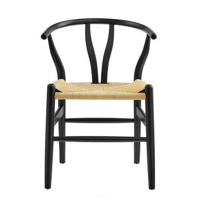Wishbone Chair - Black with Natural Rope Seat