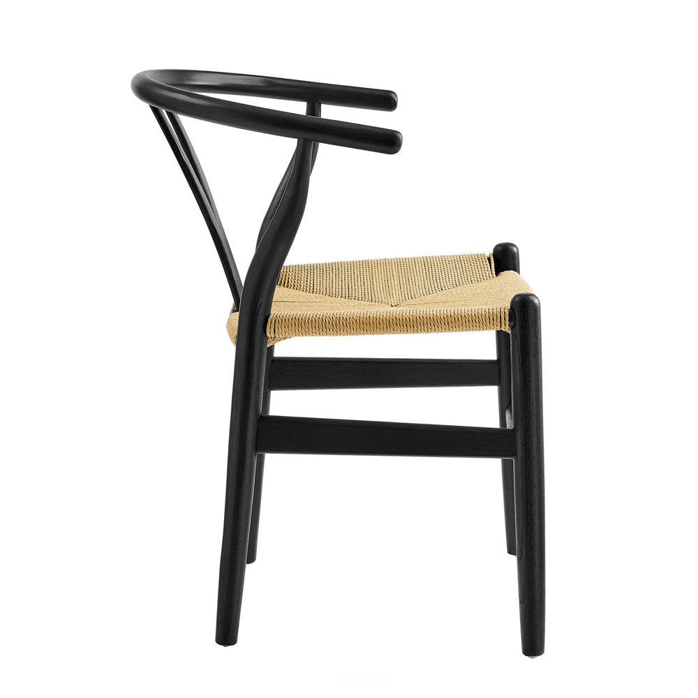 Wishbone Chair - Black with Natural Rope Seat