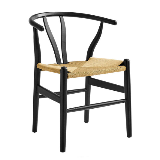 Wishbone Chair - Black with Natural Rope Seat