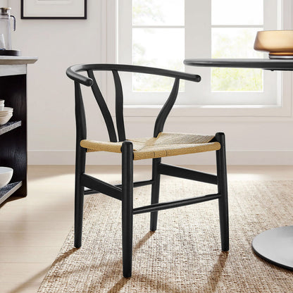 Wishbone Chair - Black with Natural Rope Seat