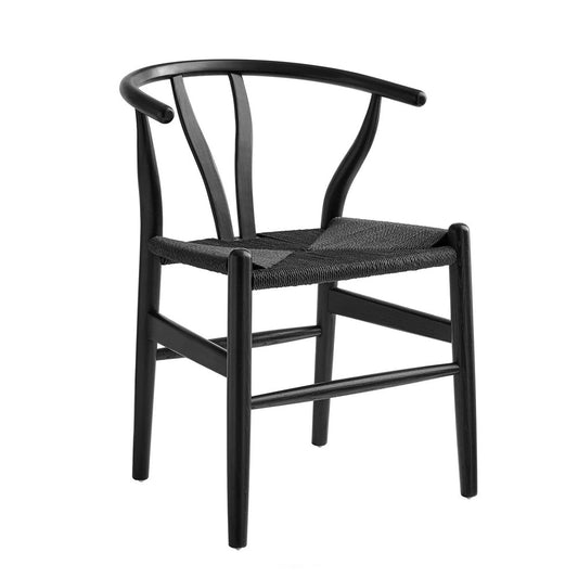 Wishbone Chair - Black with Black Rope Seat