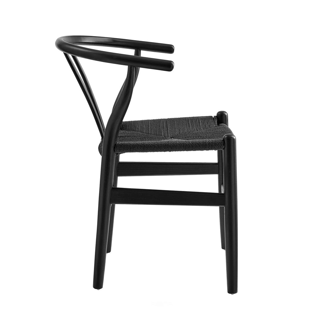 Wishbone Chair - Black with Black Rope Seat