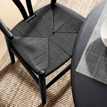 Wishbone Chair - Black with Black Rope Seat