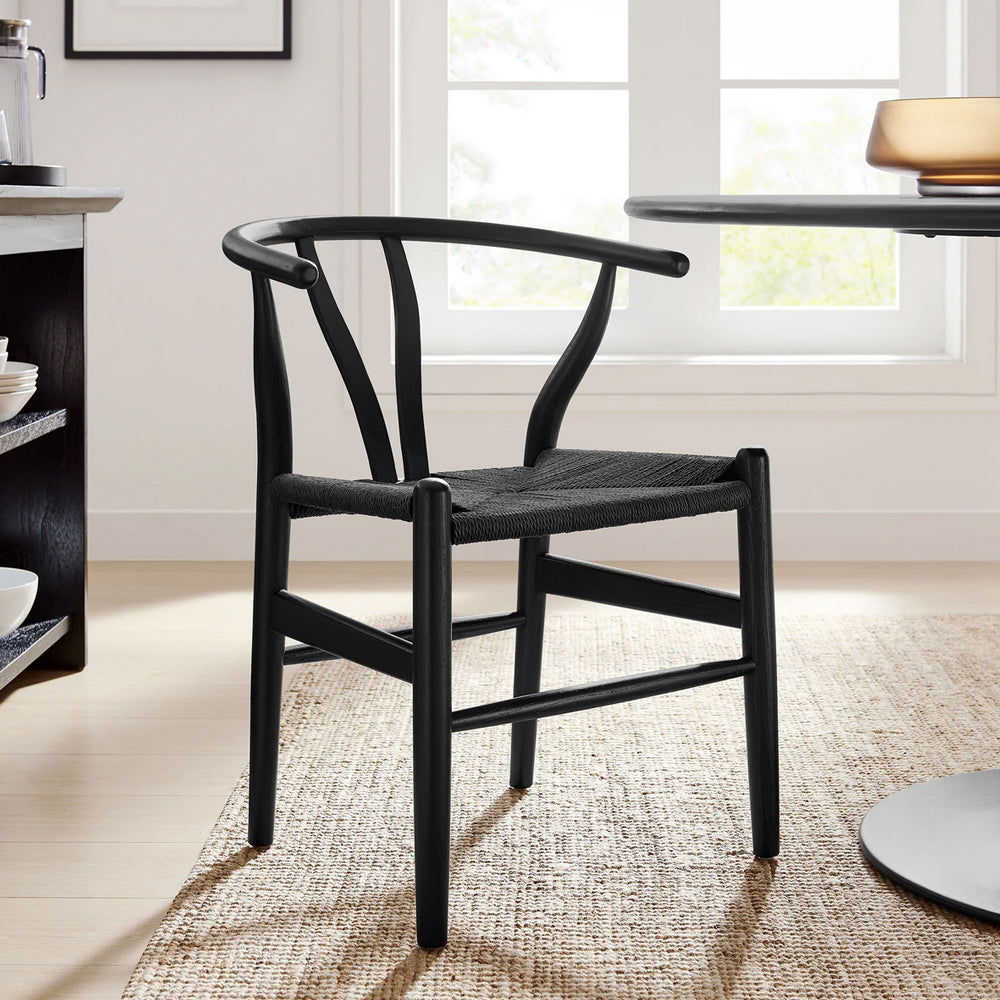 Wishbone Chair - Black with Black Rope Seat