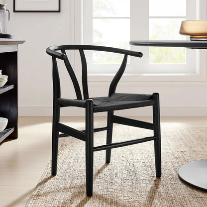 Wishbone Chair - Black with Black Rope Seat